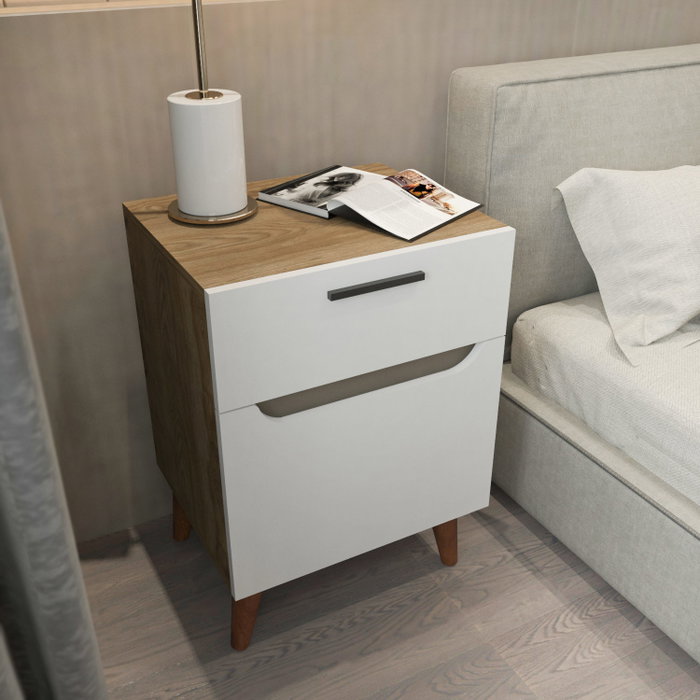 Hanah Home Losso Mesilla de Noche Blanco y Roble Hanah Home Losso Mesilla de Noche Blanco y Roble